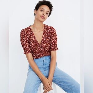 Madewell Floral Blouse - Red and Brown